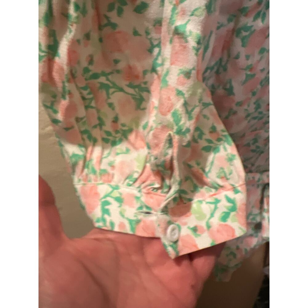 Sophie Rue Floral Print Tie Back Peplum Deep Front V-Neck Blouse Top NWT Size L - Picture 7 of 10